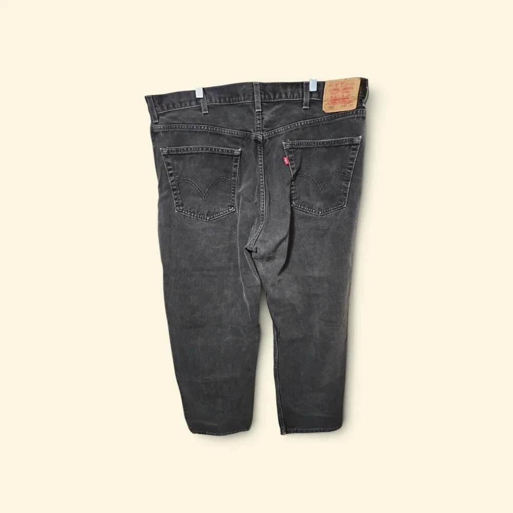 Levis 550 Relaxed Fit Tapered Leg Jeans Mens 42x30 Faded Black Denim Pants 0363